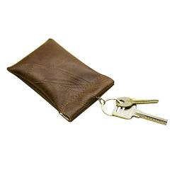 Leder Schlüsseletui Klein, Autoschlüssel Mini Geldbörse Münze Weiche Münzbörse Brieftasche mit Schlüsselring Schlüsseltasche Vintage Schlüssel Etui Schlüsselbeutel für Damen Herren, 11.5cmx8.5cm von BYNYXI