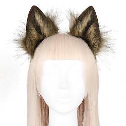 Wolfsohren Stirnband, Plüsch Katzenohren Wolf Ohren Anime Halloween Kostüm Haarnadel Haarschmuck Damen Kinder Plüsch Wolf Fuchs Ohren Cosplay Kopf Zubehör für Halloween Weihnachten Cosplay Party von BYNYXI