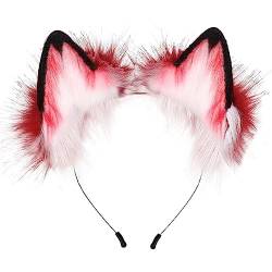 Wolfsohren Stirnband, Plüsch Katzenohren Wolf Ohren Anime Halloween Kostüm Haarnadel Haarschmuck Damen Kinder Plüsch Wolf Fuchs Ohren Cosplay Kopf Zubehör für Halloween Weihnachten Cosplay Party von BYNYXI