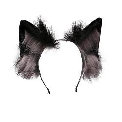 Wolfsohren Stirnband, Plüsch Katzenohren Wolf Ohren Anime Halloween Kostüm Haarnadel Haarschmuck Damen Kinder Plüsch Wolf Fuchs Ohren Cosplay Kopf Zubehör für Halloween Weihnachten Cosplay Party von BYNYXI