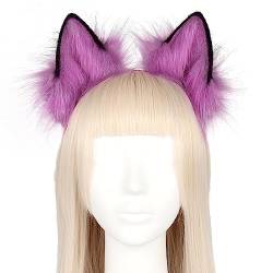 Wolfsohren Stirnband, Plüsch Katzenohren Wolf Ohren Anime Halloween Kostüm Haarnadel Haarschmuck Damen Kinder Plüsch Wolf Fuchs Ohren Cosplay Kopf Zubehör für Halloween Weihnachten Cosplay Party von BYNYXI