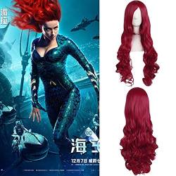 80 cm Film Aquaman Mera Cosplay Perücke Damen Mera rot gewellt langes Haar Perücke Mera Kostüme mit gratis Haarkappe von BYOOTI