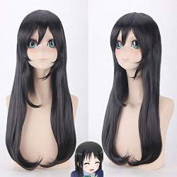 Anime Love Live Nico Yazawa Cosplay Perücke Lange Glatt Schwarz Kunsthaar mit Pony Lovelive Costume Wigs for Women von BYOOTI