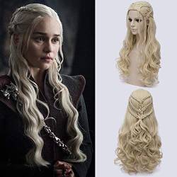 Game of Thrones Daenerys Targaryen Cosplay Perücke Kunsthaar Lang Wavy Dragon of Mother Wigs Halloween Party Kostüm für Frauen von BYOOTI