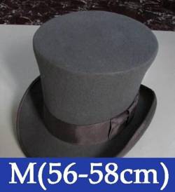 Vintage-Hut aus 100 % Wolle, 18 cm hoch, grau, Kronenhut, Retro, viktorianischer C-Hut für Erwachsene, Damen, Herren, Größe M (56–58 cm) von BYOOTI