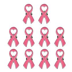 BYUTFA 10 Stück Brustkrebs-Bewusstseins-Anstecknadeln, rosa Hoffnungsband-Brosche für Frauen und Mädchen, dekorative Abzeichen-Brosche, Ornament von BYUTFA
