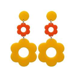 BYUTFA Acryl-Blumen-Ohrringe für Frauen, doppelte Gänseblümchen-Tropfenohrringe, Harz-Blumen-Ohrringe für Mädchen, Teenager, Blumen-Ohrringe von BYUTFA