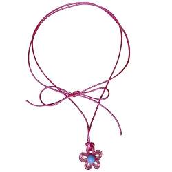 BYUTFA Bunte Harz-Blumen-Anhänger-Halskette für Frauen, einzigartiger Pflaumenblüten-Halsband, Jubiläumsschmuck, Blumen-Schlüsselbeinkette von BYUTFA
