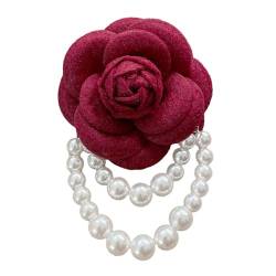 BYUTFA Koreanische Kamelienblume Brosche Pins Perle Quasten Corsage Armband Modeschmuck Broschen für Frauen Hemd Zubehör von BYUTFA