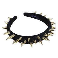 BYUTFA Legierung Nieten Stirnbänder Elastische Frau Make-Up Stirnband Übertrieben Einstellbar Halloween Punk Haarband Anti-Rutsch von BYUTFA