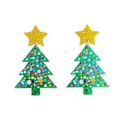BYUTFA Zarte Schmuck Weihnachten Baum Pailletten Ohrringe 2023 Trend Vintage Temperament Tropfen Ohrringe für Mädchen Dame Geschenke von BYUTFA