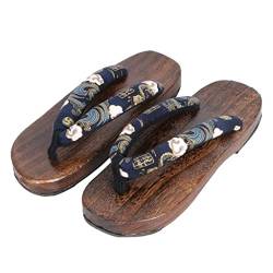BYWXW Herren Damen Hölzern Hausschuhe Outdoor Plattform Schuhe Japanische Holzschuhe Pantoletten Flip Flops Pantoffeln Strandschuhe Badeschuhe Surfschuhe(Size:EU 39,Color:Blau C) von BYWXW