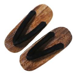Japanische Holzhausschuhe Clogs,Hergestellt aus bedrucktem Stoff EVA Holzgitter Muster Sohlenkissen für rutschfeste und verschleißfeste Abnutzung Flip Flops Sandalen Schuhe(Size:EU 40,Color:Schwarz B) von BYWXW