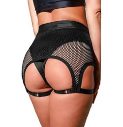 BZB Damen Booty Shorts Trendy High Waist Yoga Hot Pants Festival Strumpfband Clubwear Pole Dance Shorts, Schwarz, Klein von BZB