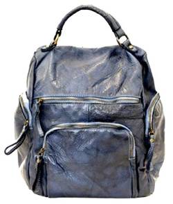 BZNA Bag Stella blau Backpacker Designer Rucksack Damenhandtasche Schultertasche Leder Nappa sheep ItalyNeu von BZNA