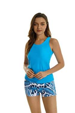 2-teilige Tankini-Badeanzüge für Damen, Tanktop, Badeanzüge mit Jungen-Shorts und BH, sportliche Badebekleidung (L, J2) von BaJooruly