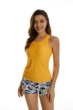 2-teilige Tankini-Badeanzüge für Damen, Tanktop, Badeanzüge mit Jungen-Shorts und BH, sportliche Badebekleidung (L, J8) von BaJooruly