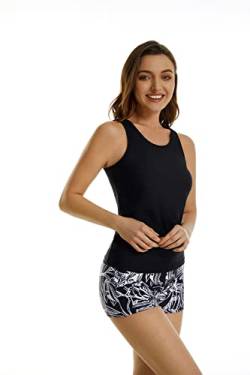 2-teilige Tankini-Badeanzüge für Damen, Tanktop, Badeanzüge mit Jungen-Shorts und BH, sportliche Badebekleidung (XL, J7) von BaJooruly