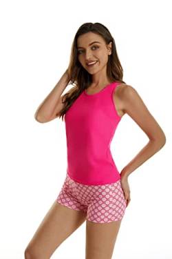 2-teilige Tankini-Badeanzüge für Damen, Tanktop, Badeanzüge mit Jungen-Shorts und BH, sportliche Badebekleidung (XS, J6) von BaJooruly
