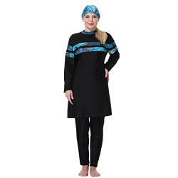 BaJooruly Muslimischer Burkini-Badeanzug in Übergröße, bescheidene Badebekleidung, islamisches Langarm-Full-Cover-Hijab-Oberteil, Schwimmhose, Set(8XL,J3) von BaJooruly