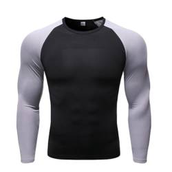 Compression Shirt Eng anliegendes Langarmshirt für Herren, Sport-Trainingsshirt, Sportunterteil (Color : A4, Size : L) von BaMfy