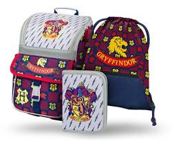 Baagl Schulranzen Jungen Mädchen Set 3 Teilig, Zippy Schultasche für Grundschule Volksschule, Ranzen Tornister mit Brustgurt, Ergonomischer Schulrucksack (Harry Potter Gryffindor) von Baagl