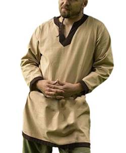 Babao Herren Mittelalterliche Tunika Vintage Robe V-Ausschnitt Blusen Tops von Babao
