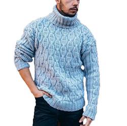 Herren Pullover Rollkragenpullover Slim Fit Strickpullover Basic Ribbed Sweater Langarm Tops von Babao