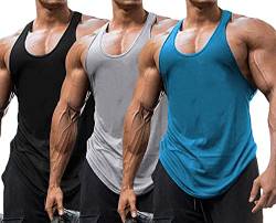 Babioboa Herren 3er Pack Gym Workout Tanktops Y-Back Muscle Tee Stringer Bodybuilding Ärmellose T-Shirts BGRPE L von Babioboa