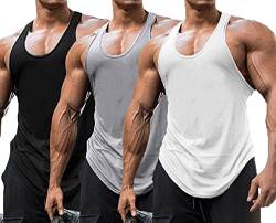 Babioboa Herren 3er Pack Gym Workout Tanktops Y-Back Muscle Tee Stringer Bodybuilding Ärmellose T-Shirts BGRW L von Babioboa