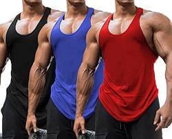 Babioboa Herren 3er Pack Gym Workout Tanktops Y-Back Muscle Tee Stringer Bodybuilding Ärmellose T-Shirts BRBL L von Babioboa