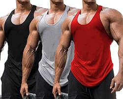 Babioboa Herren 3er Pack Gym Workout Tanktops Y-Back Muscle Tee Stringer Bodybuilding Ärmellose T-Shirts BRGR L von Babioboa