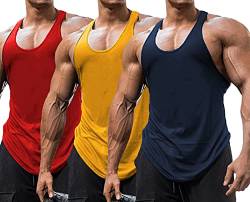 Babioboa Herren 3er Pack Gym Workout Tanktops Y-Back Muscle Tee Stringer Bodybuilding Ärmellose T-Shirts RYNB L von Babioboa