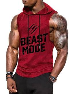 Babioboa Herren Hooded Tank Top Ärmelloser Workout Sport Fitness Hoodie Muskelshirt für Gym Training von Babioboa