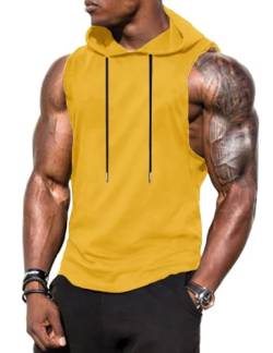 Babioboa Herren Hooded Tank Top Ärmelloser Workout Sport Fitness Hoodie Muskelshirt für Gym Training von Babioboa