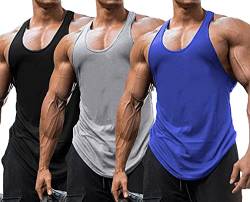 Babioboa Männer Workout Tank Top 3er Pack Gym Bodybuilding Ärmellose Muskel T-Shirts Sports Fitness Gym Jogging Trägershirt BGRBL XL von Babioboa