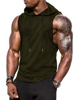 Babioboa Sports Herren Tank Top Ärmelloser Workout Sport Fitness Hoodie Muskelshirt für Gym Training Grün M von Babioboa