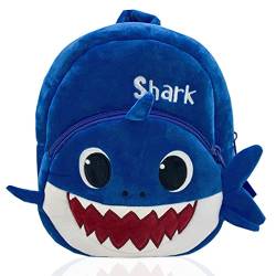 Babioms Shark 3D-Rucksack für Kinder, Kinderrucksäcke Plüsch, Plüsch Shark Print, lightweight, 1-4 years rucksack for toddlers, ergonomic straps, Unisex Mini Shark Rucksäcke, Blue Plüschtieren von Babioms