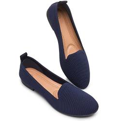 BABUDOG Damen Ballerinas Glänzende Mesh Kleid Schuhe Bequeme Memory Foam Flats, navy, 40.5 EU von Babudog