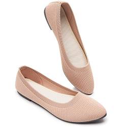 BABUDOG Damen Mesh Flache Schuhe Spitze Zehen Kleid Schuhe für Frauen Schwarz Flache Schuhe Bequem Memory Foam Flache Schuhe, Pink, 40.5 EU von Babudog