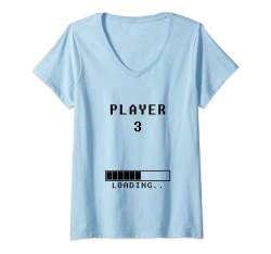 Damen Player 3 Loading funny Pregnancy announcement T-Shirt mit V-Ausschnitt von Baby Bean MaterniTees