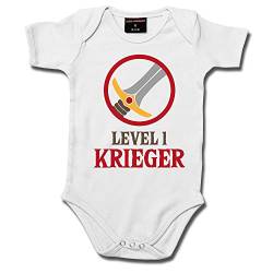 Baby Body - Level 1 Krieger - Strampler in weiß | Öko-Tex aus gekämmter Baumwolle | Geschenk, Kindergröße:56 von Baby Body