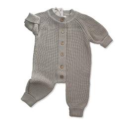 Baby Bonita®Strampler, Baby Overall aus 100% zertifizierter Baumwolle, Chrunky Knitromper, Homecoming Outfit, super weich und kuschelig warm, ideal für die Erstausstatung (3-6M, Grau (Naturgrau)) von Baby Bonita