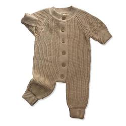 Baby Bonita®Strick trampler, Baby Overall aus 100% zertifizierter Baumwolle, Chrunky Knitromper, Homecoming Outfit, super weich und kuschelig warm, ideal für die Erstausstatung (0-3M, warm Beige) von Baby Bonita