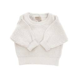 Strick Pullover aus 100% Baumwolle, Babypulli für Baby Mädchen und Baby Jungen inkl. hochwetigen Stoffbeutel ideal als Geburtsgeschenk 0-3 M Milk von Baby Bonita