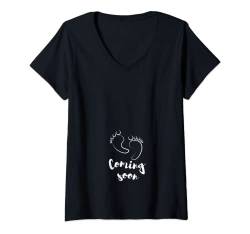 Damen Baby Coming Soon - Mama T-Shirt mit V-Ausschnitt von Baby - Design