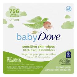 Baby Dove Baby Wipes for Sensitive Skin with 100% Plant-Based Fibers Hypoallergenic 63 Wipes 12 Pack von Baby Dove