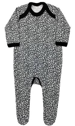 Baby Moo's Baby-Schlafanzug mit Leopardenmuster, Unisex, einfarbig, mit Tierdruck, niedliche Strampler-Outfits – coole Alternative UK, weiß, 68 von Baby Moo's