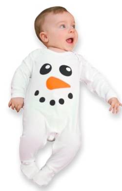 Baby Moo's Niedliches Baby-Outfit zum ersten Weihnachten, niedlicher Schneemann, Baby-Schlafanzug für festliche Jungen und Mädchen (0–3 Monate, Schlafanzug), Schlafanzug, 6- 12 Monate von Baby Moo's