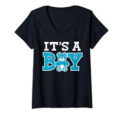 Damen Its a Boy mit Bärchen Baby Party Shower Party Geschenk T-Shirt mit V-Ausschnitt von Baby Shower Party Stylez